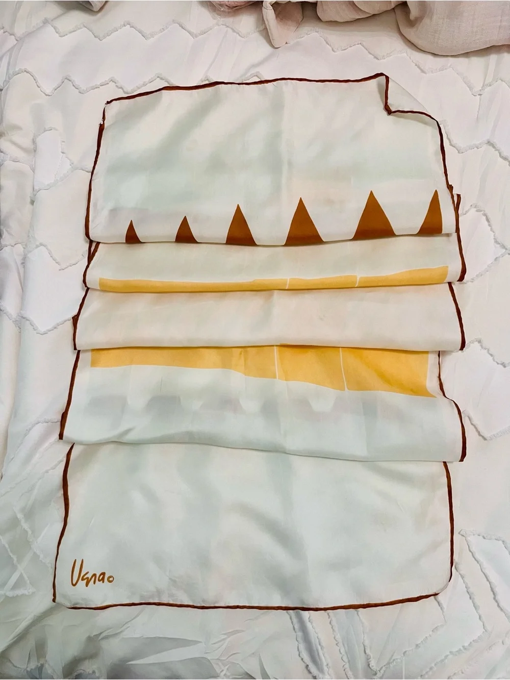 Vintage Vera Neumann 100% Silk Scarf Abstract Geometric Hand Rolled Signed Vera